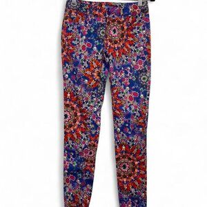 Nanette Lepore L’Amour Designer Velvet Denim Leggings Kaleidoscope Size 3